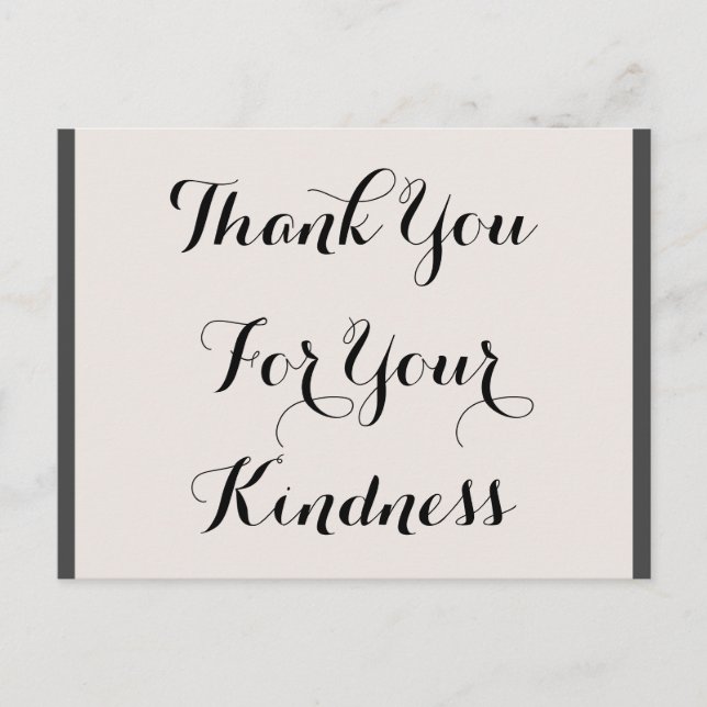 Tarjeta postal lujosa de "Gracias por tu amabilida (Anverso)