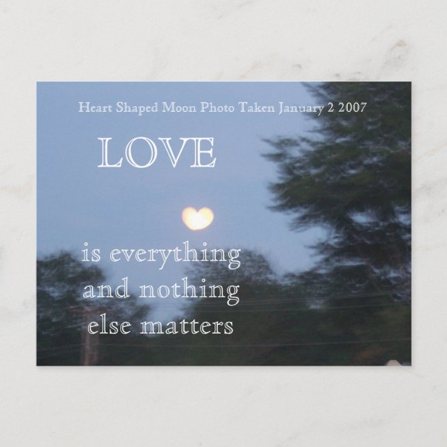 Tarjeta postal Luna en forma de corazón (Anverso)