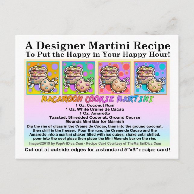 Tarjeta postal Macaroon Cookie Martini (Anverso)