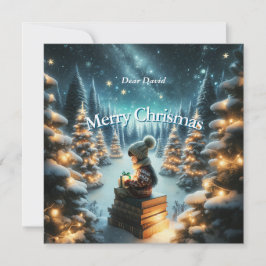 Tarjeta postal mágica de Navidad cuadrada