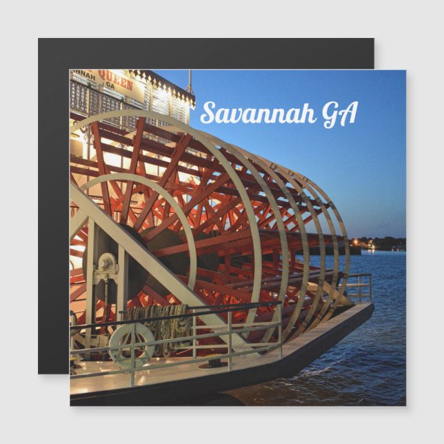 Tarjeta postal magnética Savannah GA Riverboat (Anverso/Reverso)