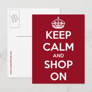 Tarjeta postal Mantén la calma y sigue comprando