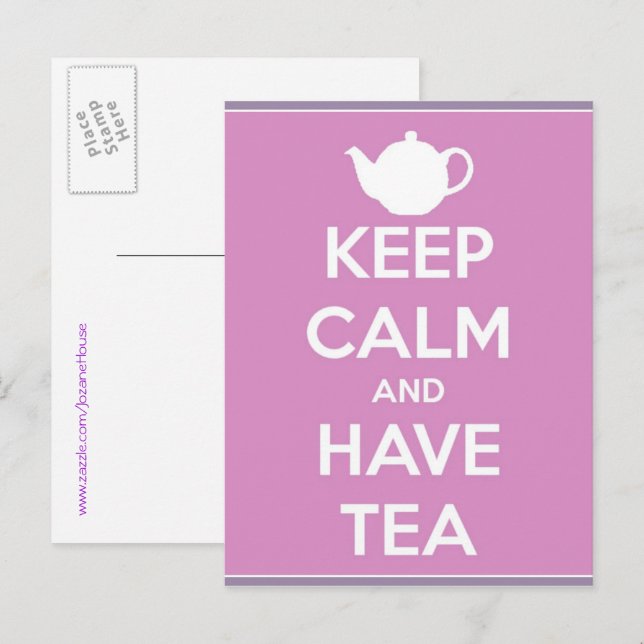 Tarjeta Postal Mantén la Calma y Toma Té (Anverso / Reverso)