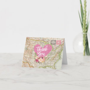 Tarjeta postal mapa viaje agradecimiento tarjeta d