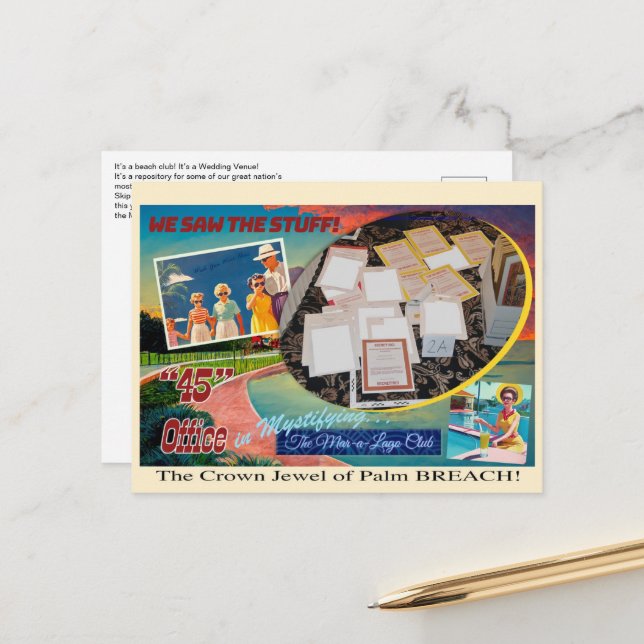 Tarjeta postal Mar-a-Lago TOP SECRET (Anverso/Reverso In Situ)