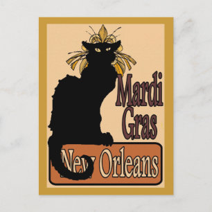 Tarjeta Postal Mardi Gras Chat Noir