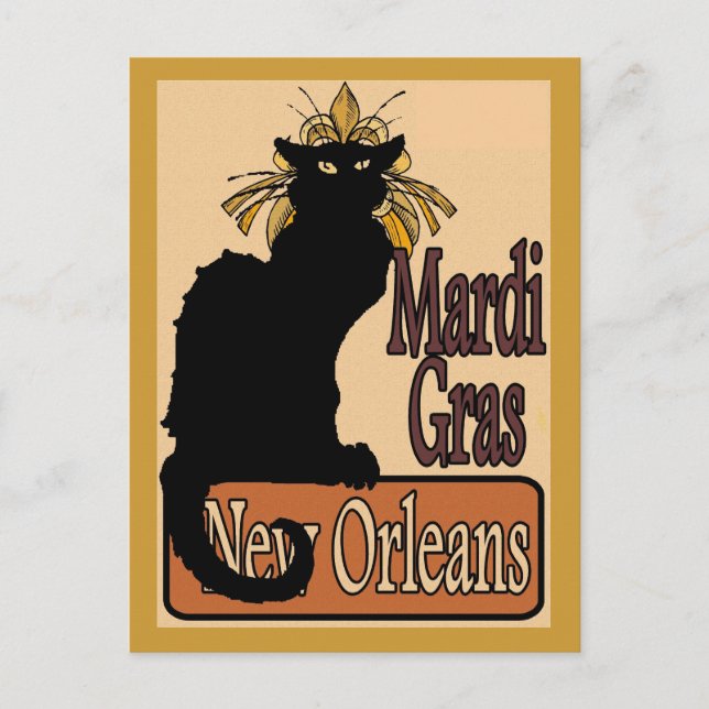 Tarjeta Postal Mardi Gras Chat Noir (Anverso)