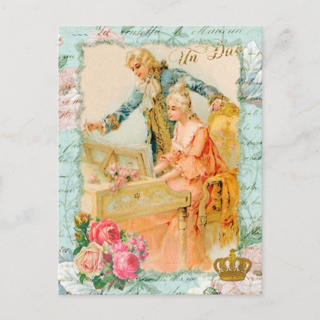 Tarjeta postal Marie Antoinette Rococo Piano (Anverso)