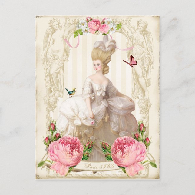 Tarjeta postal Marie Antoinette White Dress&Pink R (Anverso)