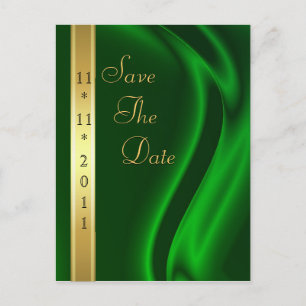 Tarjeta Postal Marqués Verde Seda Oro Save The Dat