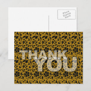Tarjeta postal marrón con patrón floral de agradec