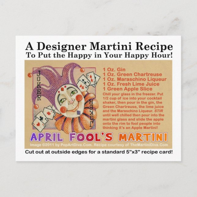 Tarjeta postal Martini de April Fool's Day (Anverso)