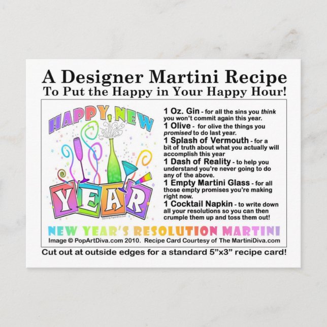Tarjeta postal Martini de receta de resolución de  (Anverso)