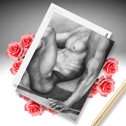 Tarjeta postal masculina arte modelo culturista de