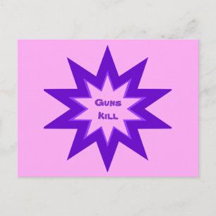 Tarjeta Postal Mata con Armas Moradas y Rosas