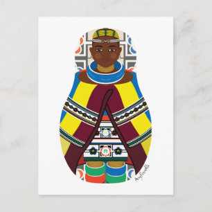 Tarjeta postal Matriuska Ndebele sudafricana