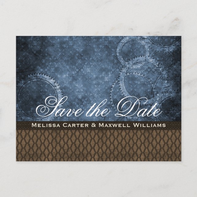 Tarjeta postal Metal Gear Save the Date, azul (Anverso)
