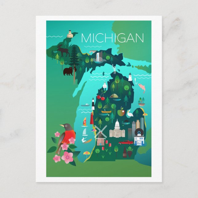 Tarjeta postal Michigan (Anverso)