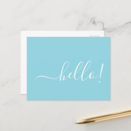 Tarjeta postal mínima Robin Egg Blue Hello para no