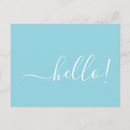 Tarjeta postal mínima Robin Egg Blue Hello para no