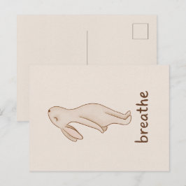 Tarjeta postal minimalista de conejo para respirar