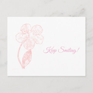 Tarjeta postal minimalista de flor dibujada a mano