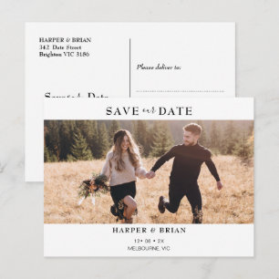 Tarjeta Postal Minimalista de Foto de Boda para Gu