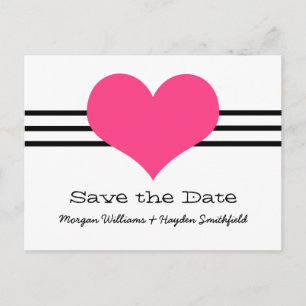 Tarjeta postal Mod Heart Save the Date, Rosa