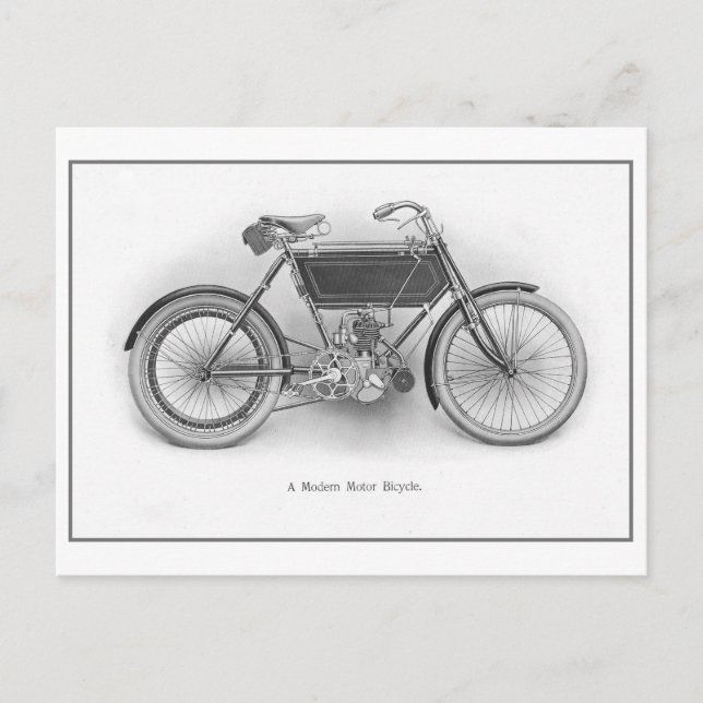 Tarjeta postal "Moderna bicicleta de motor" (Anverso)