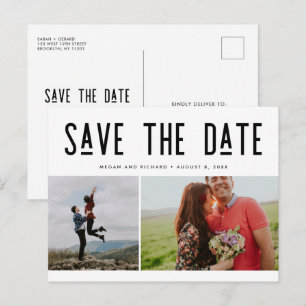 Tarjeta postal moderna de anuncio de fecha de boda