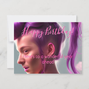 Tarjeta postal moderna de cumpleaños rosa caliente