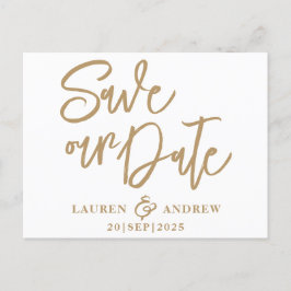 Tarjeta postal moderna Save the Date Gold