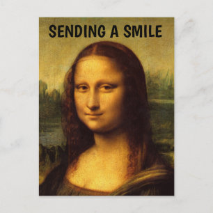 TARJETA POSTAL MONA LISA ENVIANDO UNA SONRISA