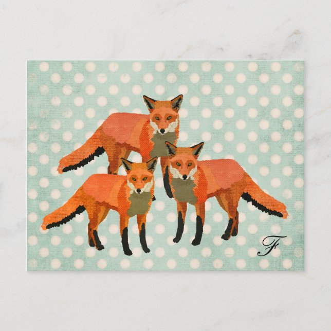 Tarjeta postal monográfica Amber Foxes (Anverso)
