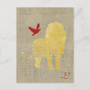 Tarjeta postal monográfica de oro sobre la silueta