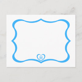 Tarjeta postal monogramada simple elegante #Blue