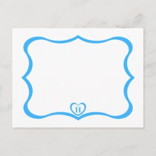 Tarjeta postal monogramada simple elegante #Blue