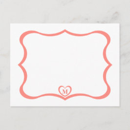 Tarjeta postal monogramada simple elegante #Peach