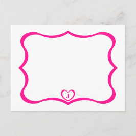 Tarjeta postal monogramada simple elegante #Pink
