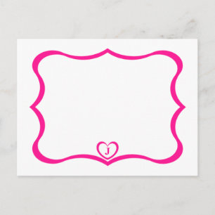 Tarjeta postal monogramada simple elegante #Pink