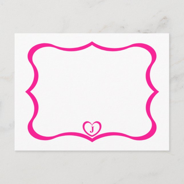 Tarjeta postal monogramada simple elegante #Pink (Anverso)