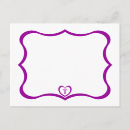 Tarjeta postal monogramada simple elegante #Purple