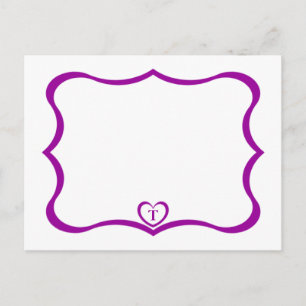Tarjeta postal monogramada simple elegante #Purple