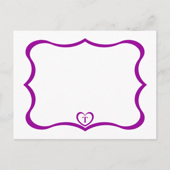 Tarjeta postal monogramada simple elegante #Purple (Anverso)