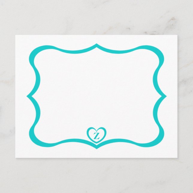 Tarjeta postal monogramada simple elegante #Verde  (Anverso)