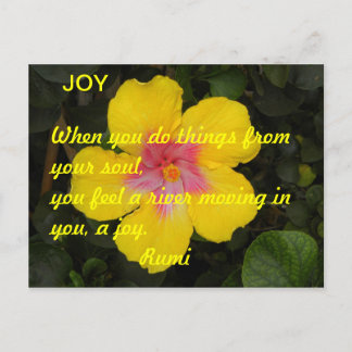 Tarjeta postal motivacional JOY Flor tropical amar