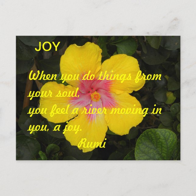 Tarjeta postal motivacional JOY Flor tropical amar (Anverso)