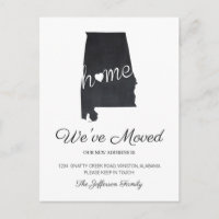 Tarjeta postal móvil del mapa del estado de Alabam