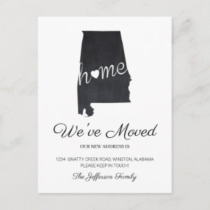 Tarjeta postal móvil del mapa del estado de Alabam