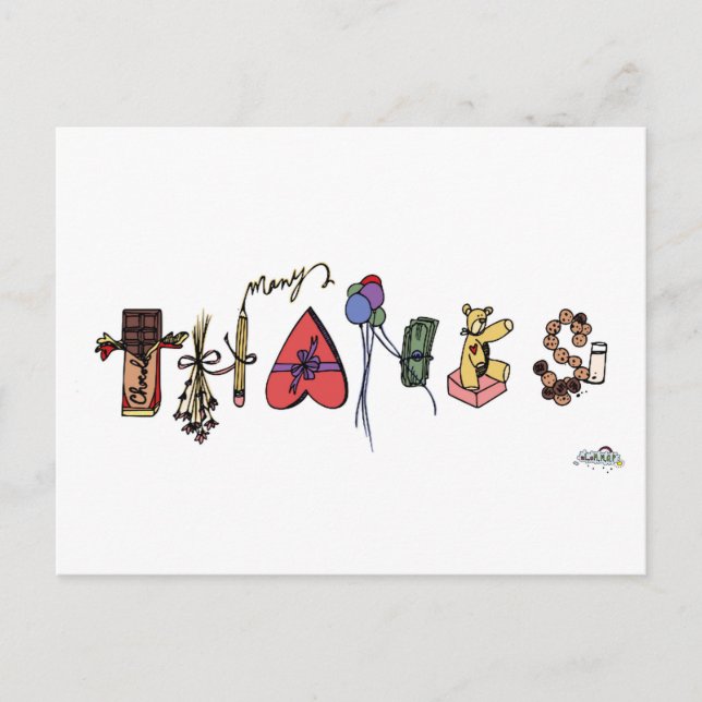 Tarjeta postal Muchas Gracias (Anverso)